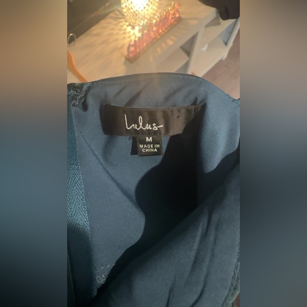 Lulus Teal Wrap Midi Dress Christmas Outfit size Medium - Picture 4 of 4